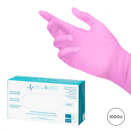 Nitrilhandskar L All4med rosa 10 x 100st (storpack 1000st)