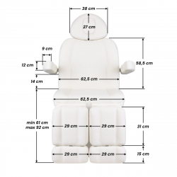 Elektrisk fotvårdsstol AZZURRO 708BS PEDI PRO 3-motor vit med uppvärmning