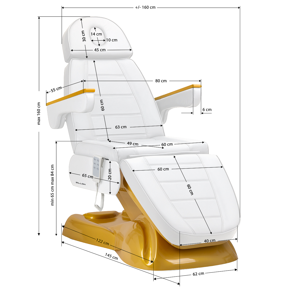 Elektrisk behandlingssäng vit SILLON LUX 273B GOLD 3-motor