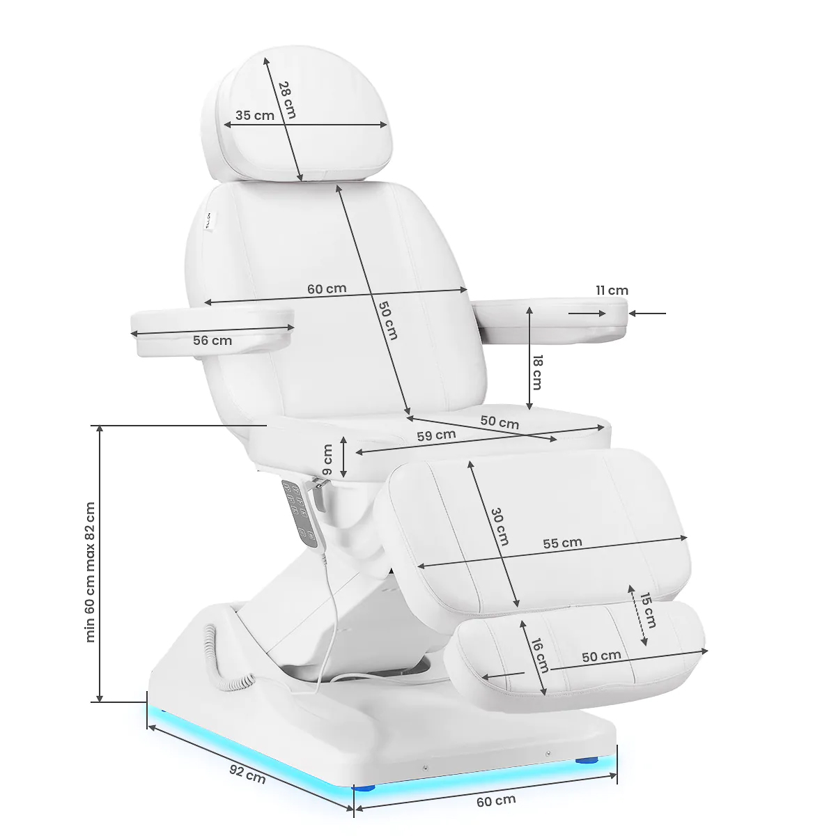 Elektrisk behandlingssäng SILLON LUXURY vit 3-motor